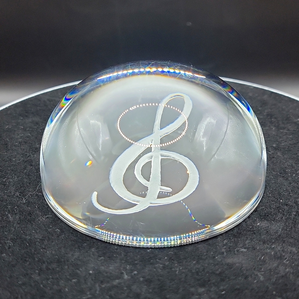 Crystal Dome Music Note Paperweight